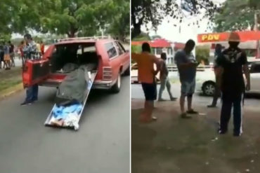 ¡TERRIBLE! “Esto es una burla”: En Bolívar un señor pasó horas frente a una bomba de gasolina para poder trasladar el cadáver que llevaba en una camioneta (+Video)