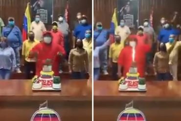 ¡VAYA, VAYA! En la Asociación de Alcaldes de Falcón se olvidaron del distanciamiento físico y le picaron una “torta” al difunto Chávez (+Video)