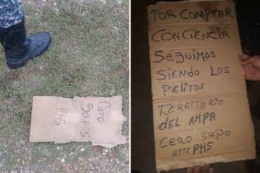 ¡HORROR! Hallan los cuerpos de 2 personas maniatadas y con disparos en la cabeza en la autopista Charallave – Ocumare (Tenían un cartel con la frase «cero sapos»)