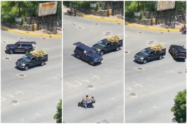 ¡QUÉ LOCURA! Cortejo fúnebre detuvo el tráfico en El Cafetal para hacer «el trompito» en honor al difunto (Polibaruta detuvo a los implicados) (+Video)