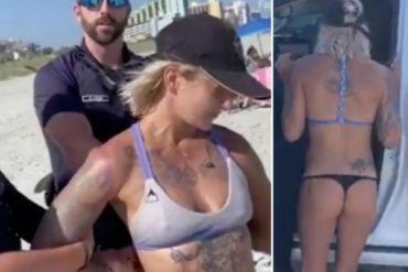 ¿EN SERIO? “Exposición indecente”: La metieron presa por usar una diminuta tanga en la playa (+Video)