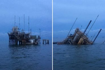 ¡CATASTRÓFICO! Estación flotante se hundió en las aguas del Lago de Maracaibo por falta de mantenimiento por parte del chavismo (+Fotos)