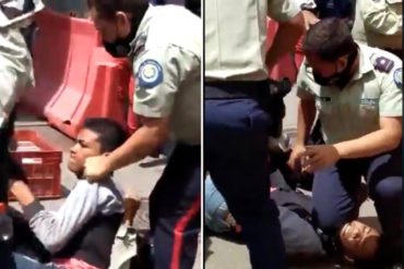 ¡ABUSIVO! PoliSucre fue capturado en cámara mientras sometía a joven presionándole el cuello contra el asfalto, similar al caso de George Floyd