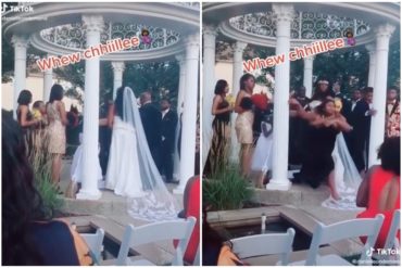 ¡AY, PAPÁ! “No vas a arruinar la boda de mi madre”: Se viraliza video de una dama de honor arrojándole su ramo a mujer que interrumpió un matrimonio