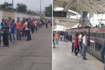 ¡UN DESPELOTE! Las interminables colas sin distanciamiento social que se forman en la estación del ferrocarril en Cúa este #17Sep (+Fotos)