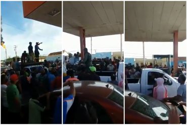 ¡PERDIERON EL MIEDO! Ciudadanos que esperaban gasolina en Falcón se alzaron contra funcionarios de la GNB (+Video)