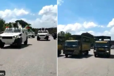 ¡ATENTOS! Caravana de tanquetas y equipos antimotín se despliega en el estado Bolívar tras protestas por fallas de servicios