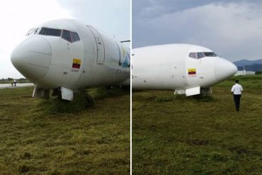 ¡SUSTO! Reportan que un Boeing 727 se salió de la pista tras aparatoso aterrizaje en medio de la lluvia en Valencia (+Fotos)