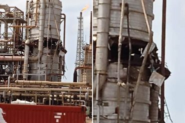 ¡VEA! Así quedó la torre de destilación de la refinería Amuay tras explosión por «presión interna»: Régimen de Nicolás Maduro asegura que fue un “atentado” con un misil (+Foto)