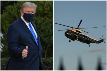 ¡AQUÍ LO TIENE! Usando tapaboca: así salió Trump de la Casa Blanca para ser trasladado en el helicóptero presidencial al hospital militar  (+Video y fotos)