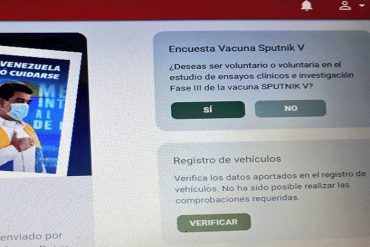 ¡SEPA! Régimen activó opción en sistema Patria para la inscripción de voluntarios para las “pruebas” de la vacuna Sputnik V (+lo que preguntan)