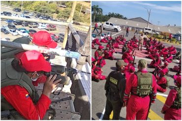 ¡TIEMBLA, TRUMP! Régimen de Maduro puso a trabajadores petroleros a realizar “prácticas militares” en El Palito (pero no producen gasolina) (+Fotos)