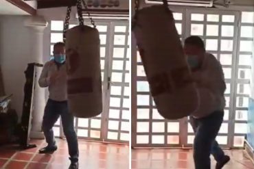 ¡LA BURLA! José Brito se quiso lucir en Twitter “practicando” con una pera de boxeo y venezolanos le dieron con todo: “Soberano imbécil” (+Video)