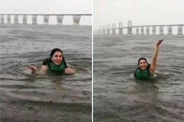 ¡POR FAVOR! Mujer se hace viral tras publicar en TikTok un video bañándose y bailando en el Lago de Maracaibo (+Video insólito)