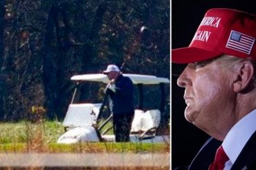 ¡VEA! La imagen de Donald Trump captada por AP: jugaba golf mientras los medios anunciaban el triunfo de Biden (+Video)