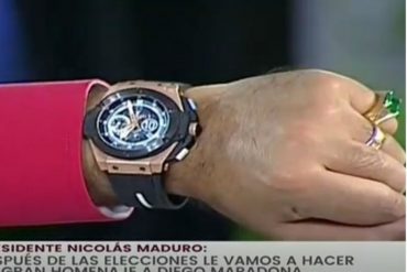 ¡AH, OK! El “relojito” de miles de euros que lució Maduro durante su alocución (Dijo que fue un regalo de Maradona)