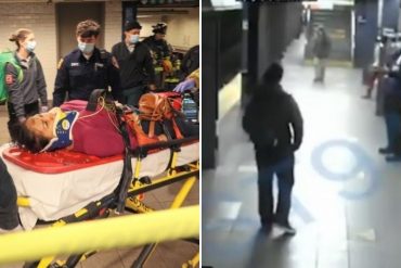 ¡DE LOCURA! Un hombre empuja a una mujer a las vías del tren de Nueva York y sobrevive de milagro (+Video fuerte e impactante)