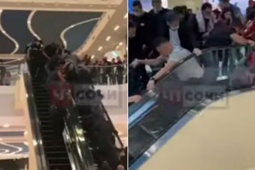 ¡DESESPERANTE! El angustiante video del rescate de una niña que quedó atrapada en la escalera mecánica de un centro comercial