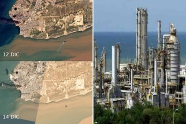 ¡VEA! Reportan nuevo derrame de petróleo proveniente de la refinería El Palito: «El cuadrito en la imagen es una cancha de béisbol» (+Fotos)