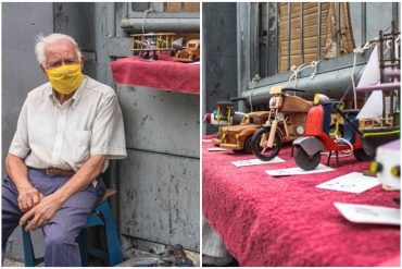 ¡LE MOSTRAMOS! “Como Venezuela no hay país”: La conmovedora historia de este abuelo italiano que vende juguetes de madera en Caracas (+Video)