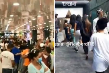 ¡SIN TEMOR! La megacola que se armó para entrar a una tienda Traki en Coro (+Videos + cero distancia física)