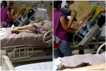 ¡INACEPTABLE! Con cartones ventilan a los pacientes de la unidad de cuidados intensivos en hospital de Porlamar: No tiene aire acondicionado (+Video)