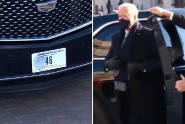 ¡CASI NADA! “46”: La nueva placa que estrenó la Bestia, el vehículo oficial de Joe Biden, tras asumir como presidente de EEUU