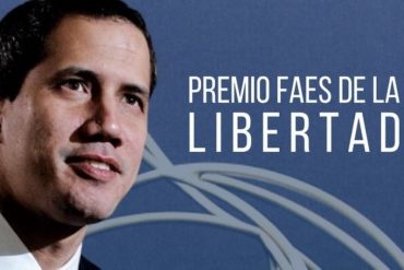 ¡ORGULLOSO! “Honra y reconoce la lucha del pueblo venezolano”: Guaidó agradeció premio FAES de la libertad por prestigiar la causa democrática