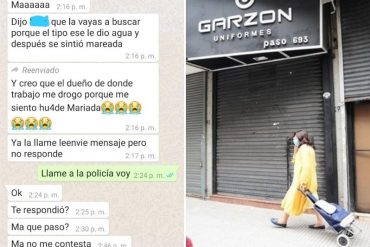 ¡VEA! “Creo que el dueño de donde trabajo me drogó”: los angustiantes mensajes que recibió la madre de la venezolana que fue violada en Argentina (+Capturas)