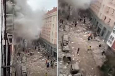 ¡GRAVE! Reportan al menos 3 fallecidos por la fuerte explosión de un edificio en Madrid (+Videos +Fotos)