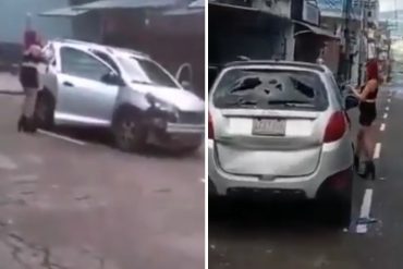 ¡INSÓLITO! Una mujer en Táchira es captada destrozando el vehículo de su pareja en un aparente ataque de celos (+Videos)