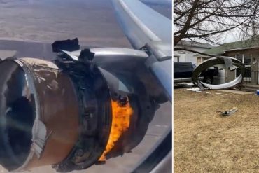 ¡VEA! El aterrador momento en que un avión de United Airlines aterrizó de emergencia con un motor prendido en llamas (+Video)