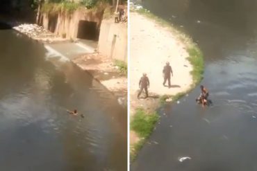 ¡VAYA! Un rescatista “espontáneo” se sumergió en el Guaire para ayudar a recuperar un cadáver que flotaba en el río (+Video)