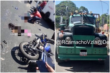 ¡LAMENTABLE! Una bebé de 1 año de edad fallecida y dos adultos heridos en accidente de tránsito en Maracay: iban en una moto cuando un camión los embistió