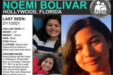 ¡PREOCUPANTE! «Lamentablemente, no hay novedad alguna»: Continúa la búsqueda de la joven venezolana Noemí Bolívar, desaparecida desde el #11Feb en el sur de Florida (tiene cierto grado de autismo)