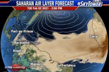 ¡ENTÉRESE! Este #1Feb y #2Feb habrá concentraciones de “leves a moderadas” del polvo del Sahara sobre Venezuela (+Zonas en las que se reducirá la visibilidad)