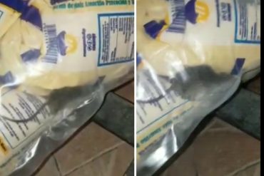 ¡QUÉ HORRIBLE! Sorpresa desagradable: Bolsa del CLAP en Tocuyito llegó con un ratón VIVO incluido (+Video que da asco)