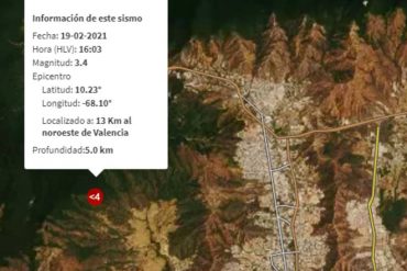 ¡LO MÁS RECIENTE! Se registró temblor de magnitud 3,4 en Valencia la tarde de este #19Feb: Ciudadanos reportan que se sintió fuertemente