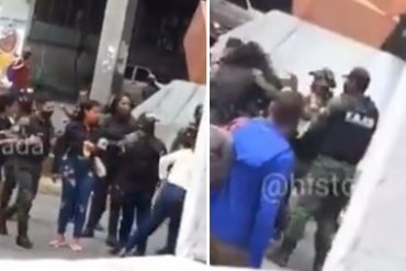 ¡GRAVE! Captan a funcionarios de las FAES agrediendo a una comerciante informal en Catia (+Video)