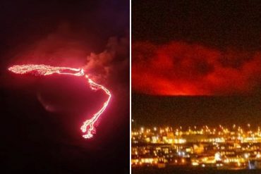 ¡VEA! Hace erupción un volcán cercano a la capital de Islandia y el resplandor es visible en gran parte de la ciudad (+Videos +Fotos impresionantes)