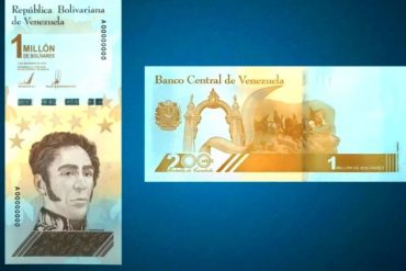 ¡DEBE SABERLO! “Serían dos campesinos”: venezolanos aseguran que el nuevo billete de un millón de bolívares no alcanza para nada