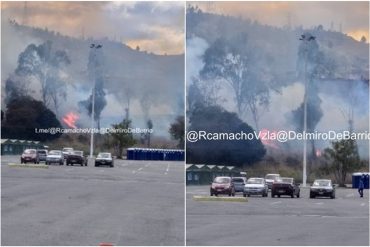 ¡GRAVE! Reportan fuerte incendio de vegetación cerca de las carpas de atención de pacientes con covid-19 dispuestas en el Poliedro de Caracas