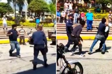 ¡VEA! Motorizados y policías se cayeron a “puño limpio” en Tabay: los oficiales presuntamente estaban exigiendo el uso del tapaboca a los ciudadanos (+Video)