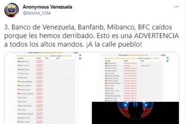 ¡SEPA! Anonymous se atribuye supuesto ataque cibernético a páginas del régimen de Maduro (aseguran que es la causa de la caída de plataforma del Banco de Venezuela)