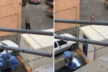 ¡TERRIBLE! En una bolsa negra de basura: así sacaron a un presunto fallecido por covid-19 de una residencia en Bello Monte (lo trasladaron en un camión) (+Video)