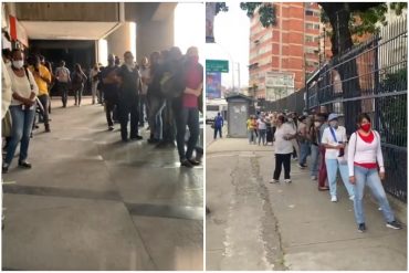 ¡QUÉ LOCURA! En el pico de casos de la pandemia: largas colas en los bancos para retirar efectivo se observaron durante el primer día de flexibilización (+Video)