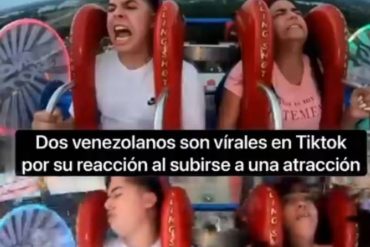 ¡TREMENDO SUSTO! «M*rdición, qué es esto, bájame»: Se viraliza reacción de espanto de dos venezolanos tras montarse en atracción extrema de parque de EEUU (+Video)