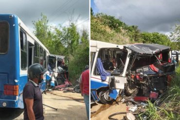 ¡TERRIBLE! Al menos 6 personas resultaron lesionadas al chocar dos transportes colectivos en Charallave