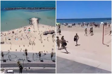 ¡ANGUSTIANTE! Tensión en Israel: bañistas en Tel Aviv corrieron despavoridos de una playa cuando comenzaron a sonar las alarmas de ataque aéreo (+Videos)