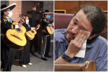 ¡NO TIENE PERDIDA! “Canta y no llores”: Mariachis fueron a sede Podemos para darle una “serenata de la derrota” a Pablo Iglesias tras aplastante derrota en Madrid (+Video)